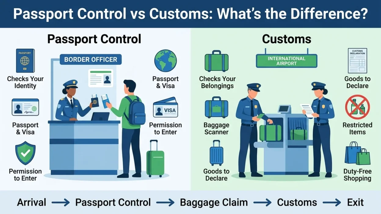 passport control vs customs